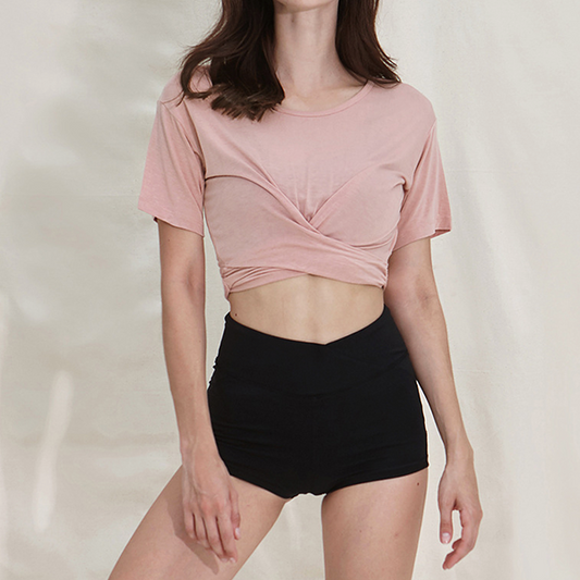 Cross hem yoga short top 2262