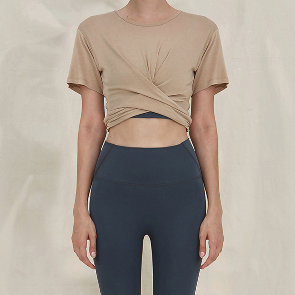 Cross hem yoga short top 2262
