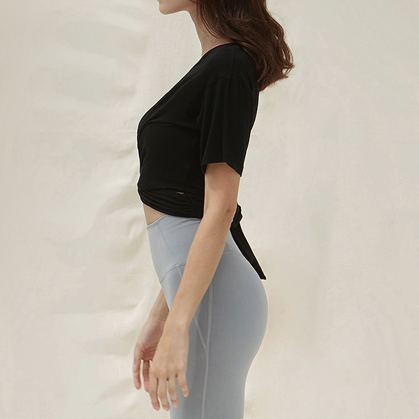 Cross hem yoga short top 2262