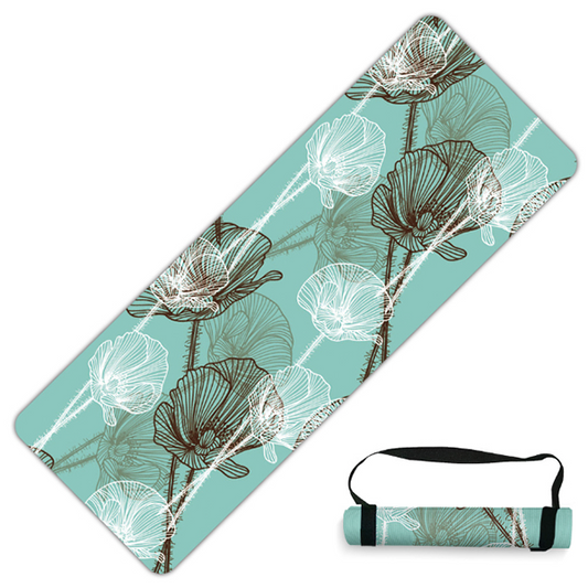 Suede yoga mat 1.5mm 1.3kg Botanical print A 2196
