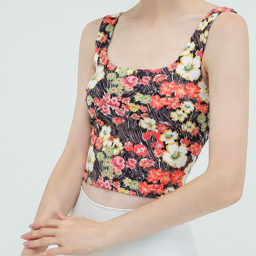 Floral U-back yoga tank 2354