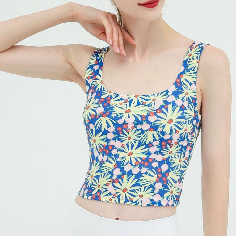 Floral U-back yoga tank 2354
