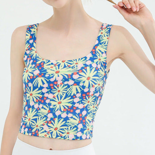Floral U-back yoga tank 2354