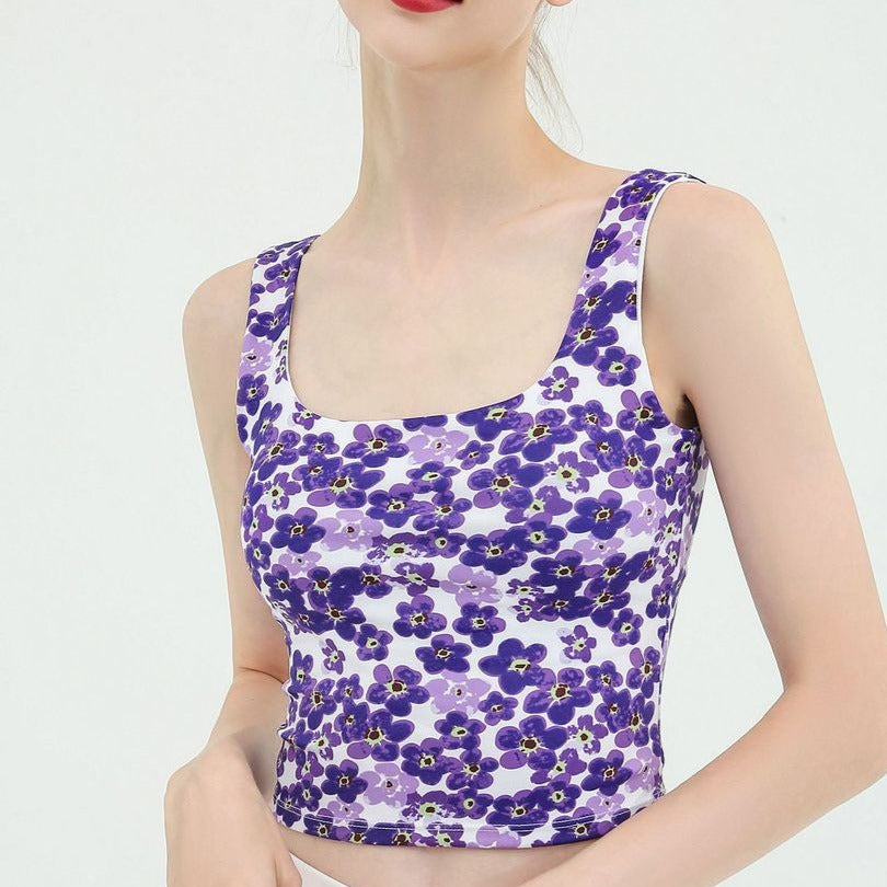 Floral U-back yoga tank 2354
