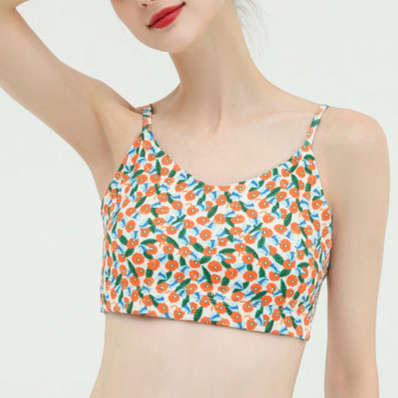 Orange bellflower yoga bra top 2363
