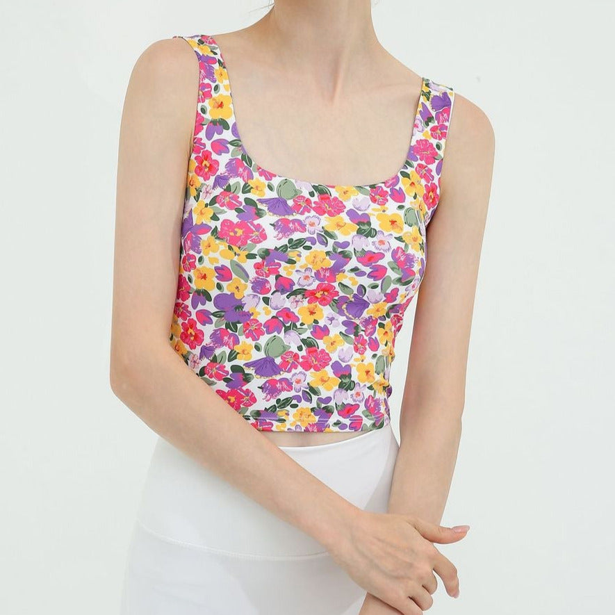 Floral U-back yoga tank 2354