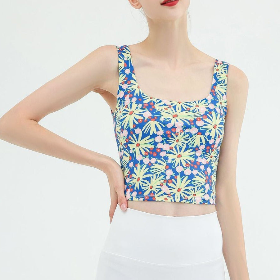 Floral U-back yoga tank 2354