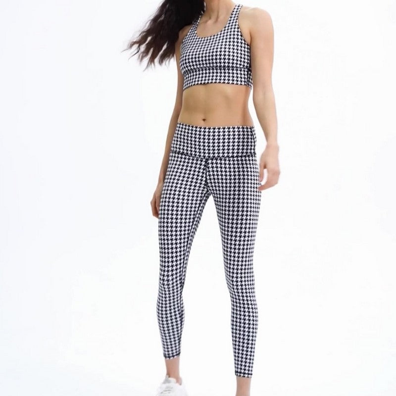 Check print yoga bra top 2033