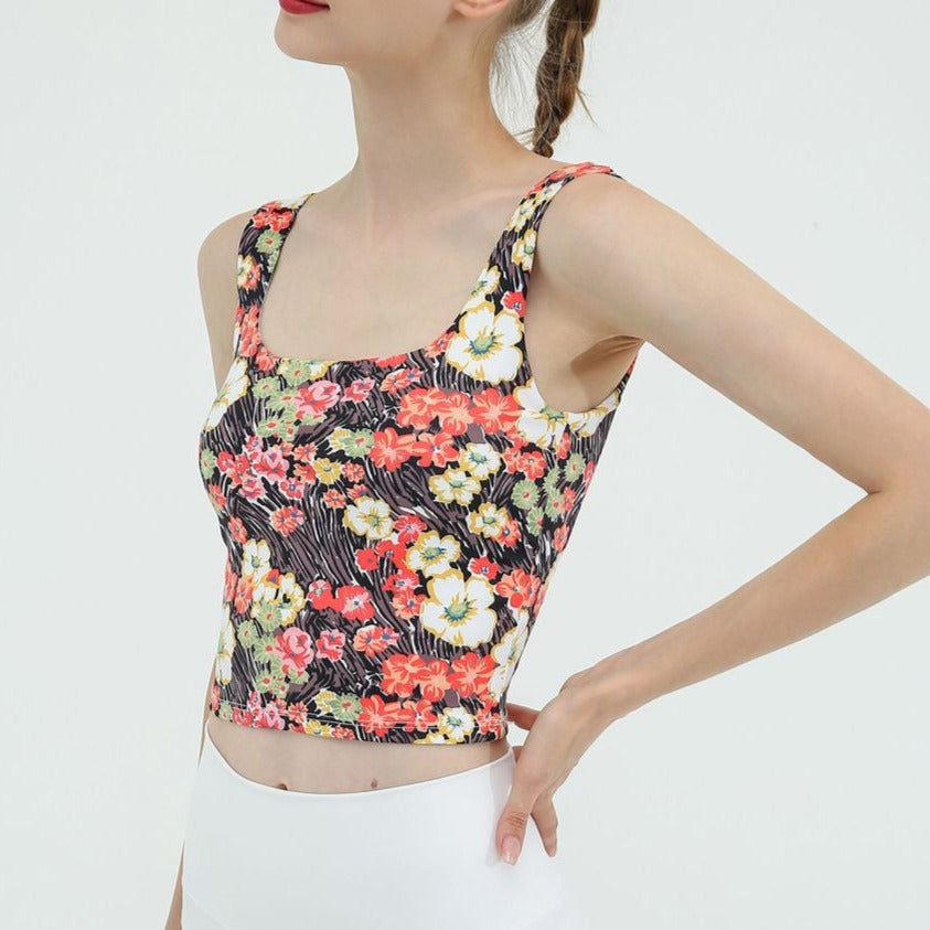Floral U-back yoga tank 2354