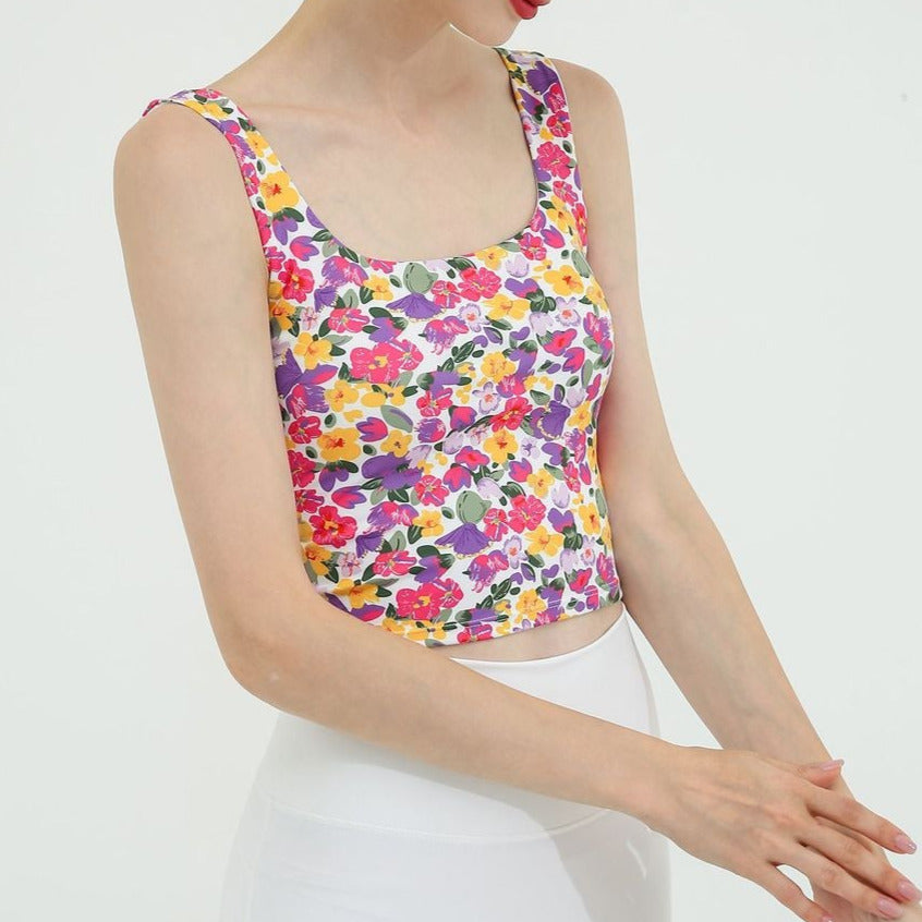 Floral U-back yoga tank 2354