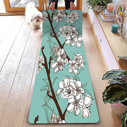 Suede yoga mat 1.5mm 1.3kg botanical print B 2197