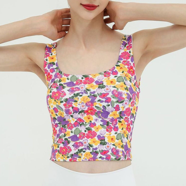 Floral U-back yoga tank 2354