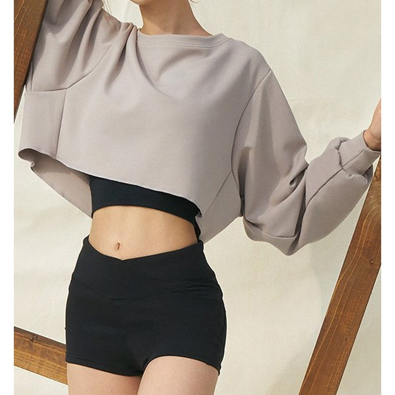 Rib sleeve dolman yoga long tee 2253