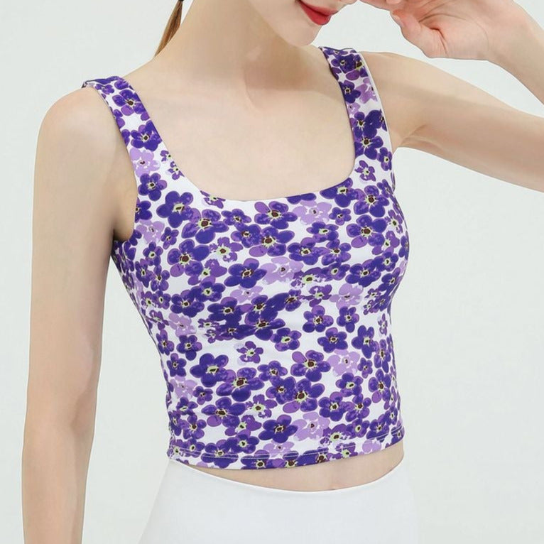 Floral U-back yoga tank 2354