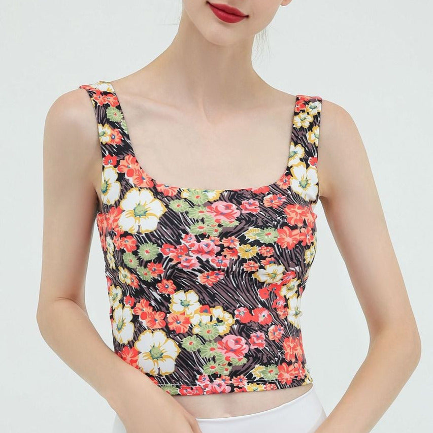 Floral U-back yoga tank 2354
