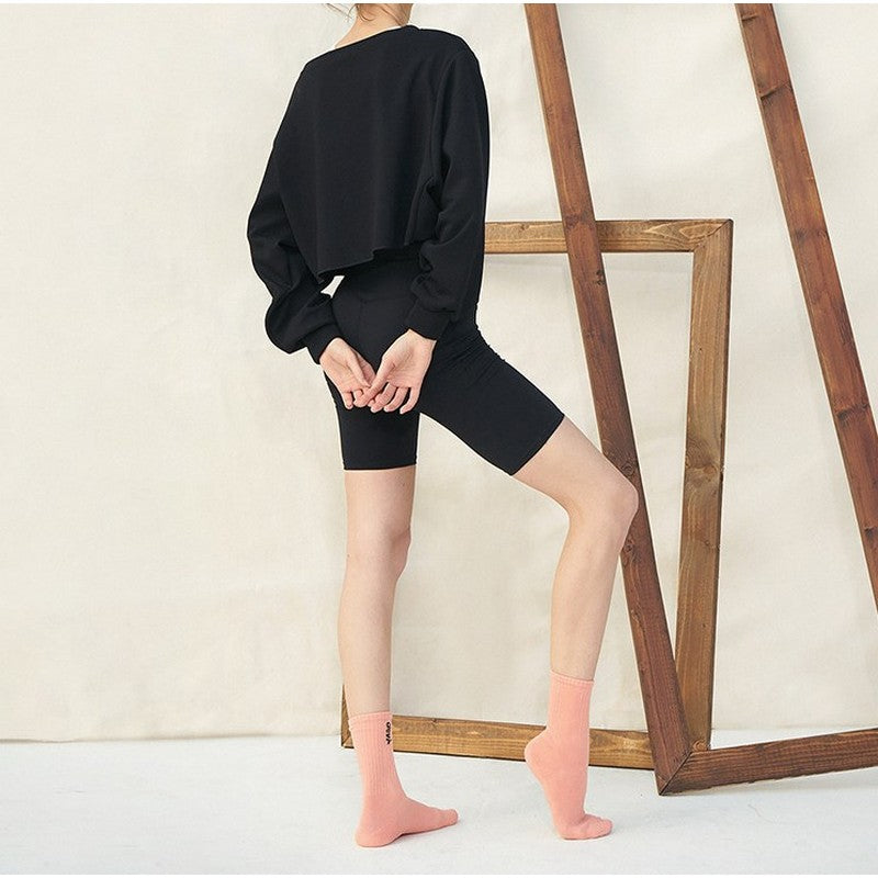 Rib sleeve dolman yoga long tee 2253