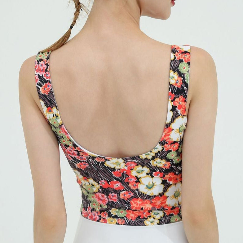 Floral U-back yoga tank 2354