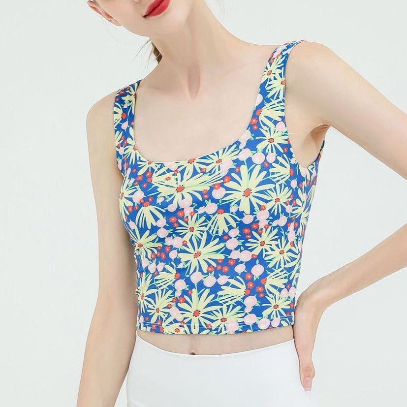 Floral U-back yoga tank 2354