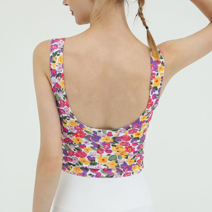 Floral U-back yoga tank 2354