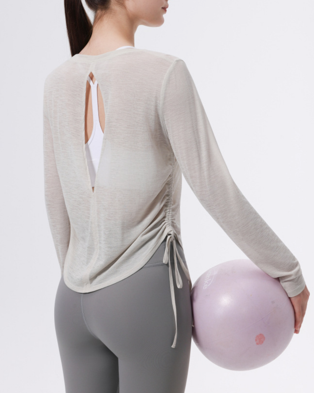 サイドギャザーバックオープンシアーカットソー 3956