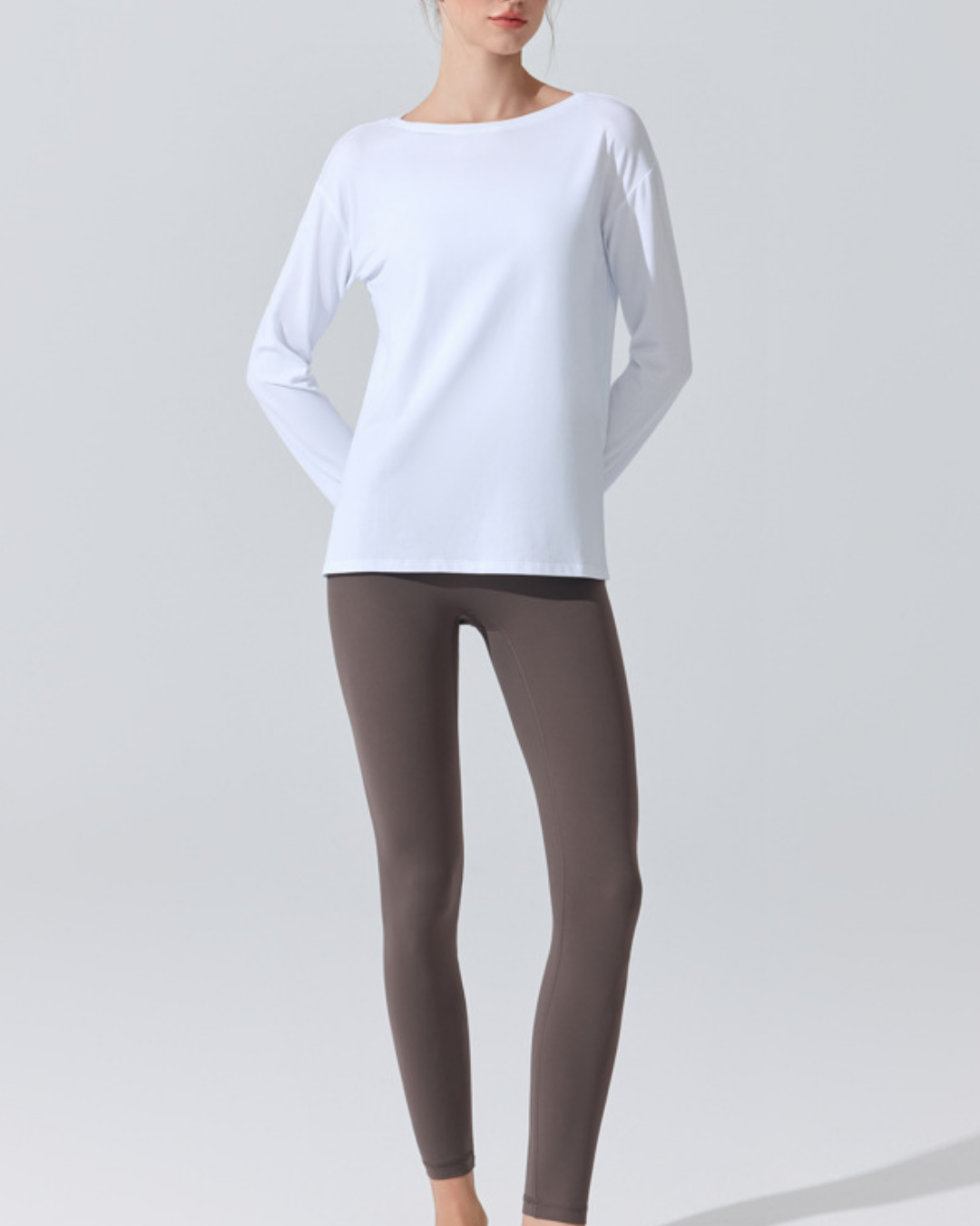 サイドスリットボートネックロングカットソー 3950