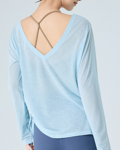 前後2wayドローストリングシアーロングスリーブ 3982