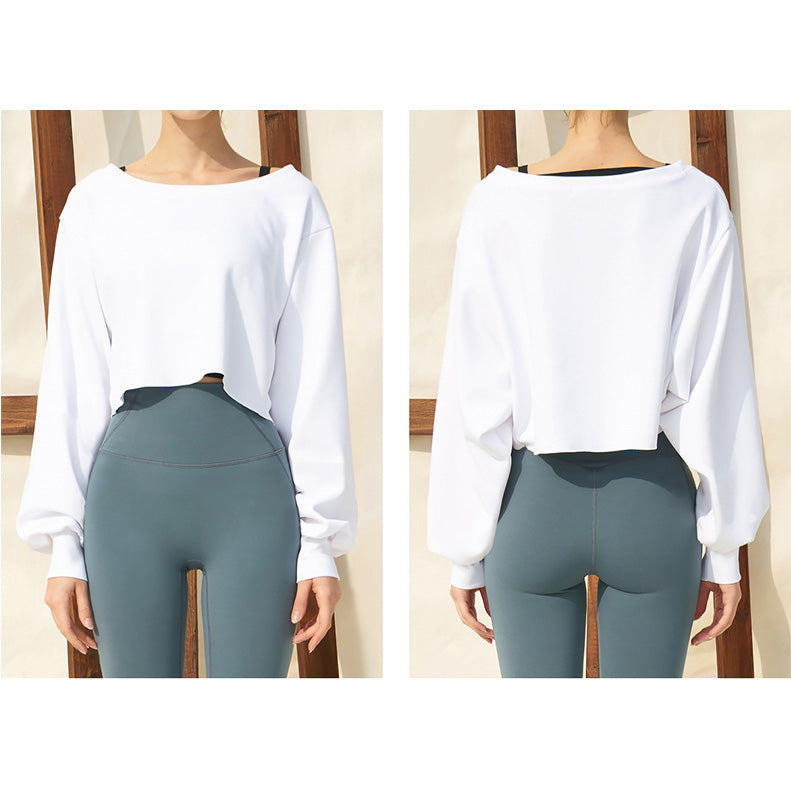 Boat neck cropped loose sweatshirt 2882