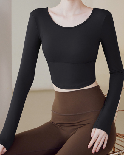 シレーヌバッククロスヨガロングトップ 3959