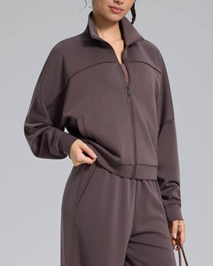 スタンドカラードロップショルダージップアップジャケット 3930