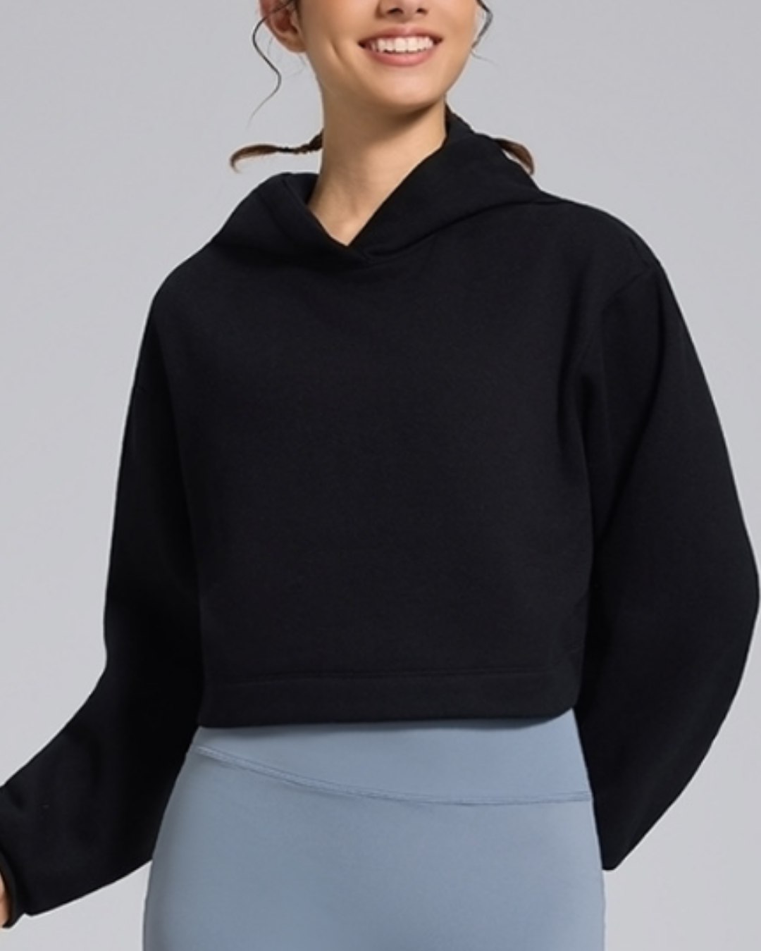 裏起毛ルーズフィットクロップドスウェットパーカー 3933