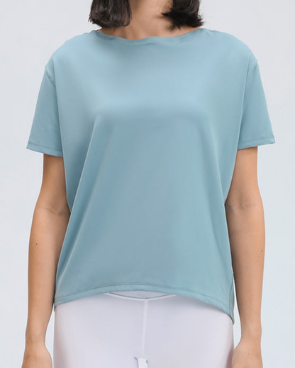 ラウンドネックロング丈Tシャツ 2367