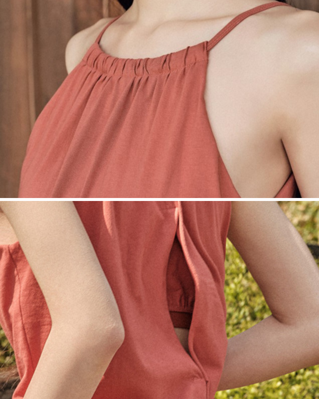Halter neck back slit top 2471