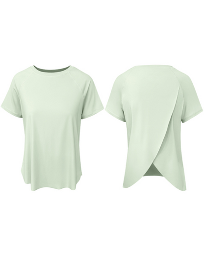 UPF+50ペールカラーラップバックヨガカットソー 3855