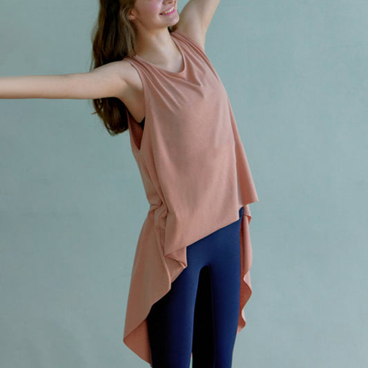 Round hem long tunic tank 2749