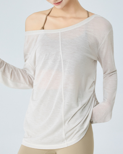 前後2wayドローストリングシアーロングスリーブ 3982