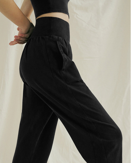 Rib pleated ez yoga pants 2350