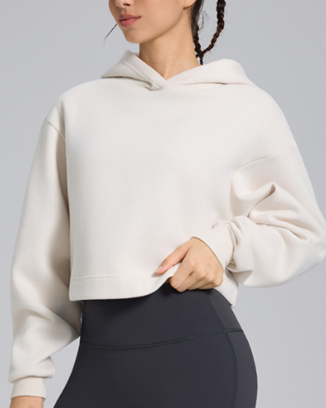 裏起毛ルーズフィットクロップドスウェットパーカー 3933