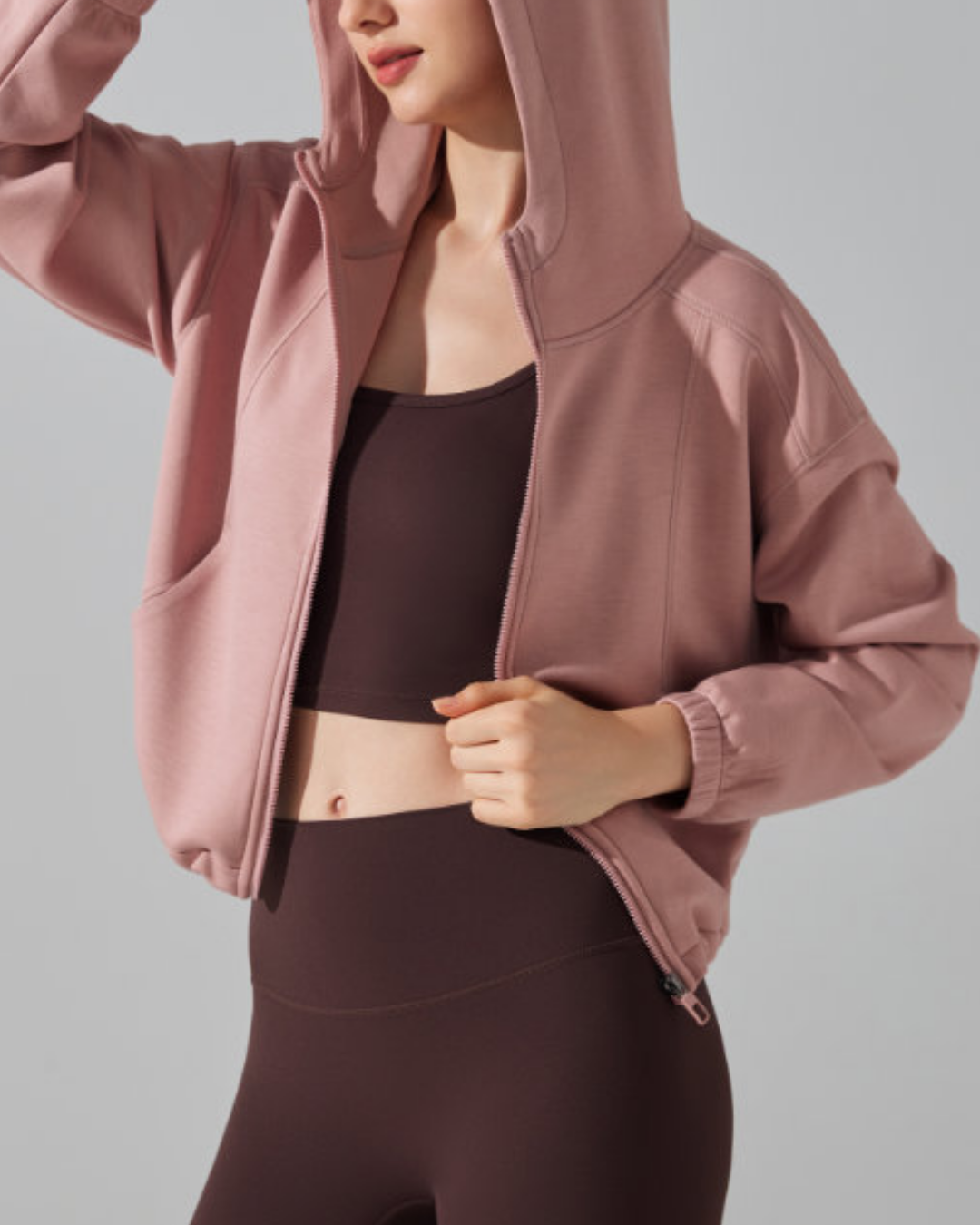 ウエストドロストストレッチジップフーディー 3918