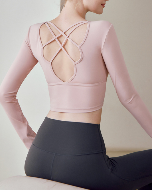 シレーヌバッククロスヨガロングトップ 3959