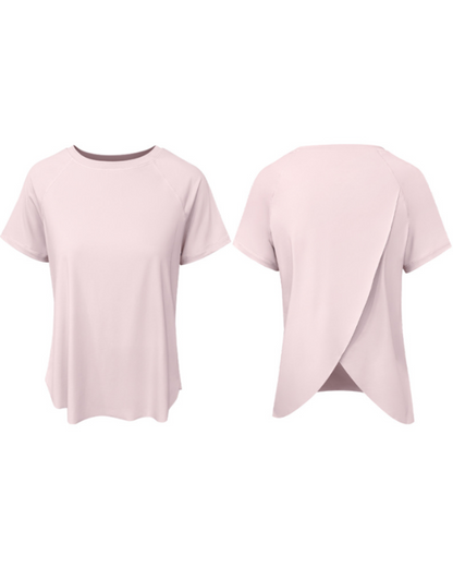 UPF+50ペールカラーラップバックヨガカットソー 3855