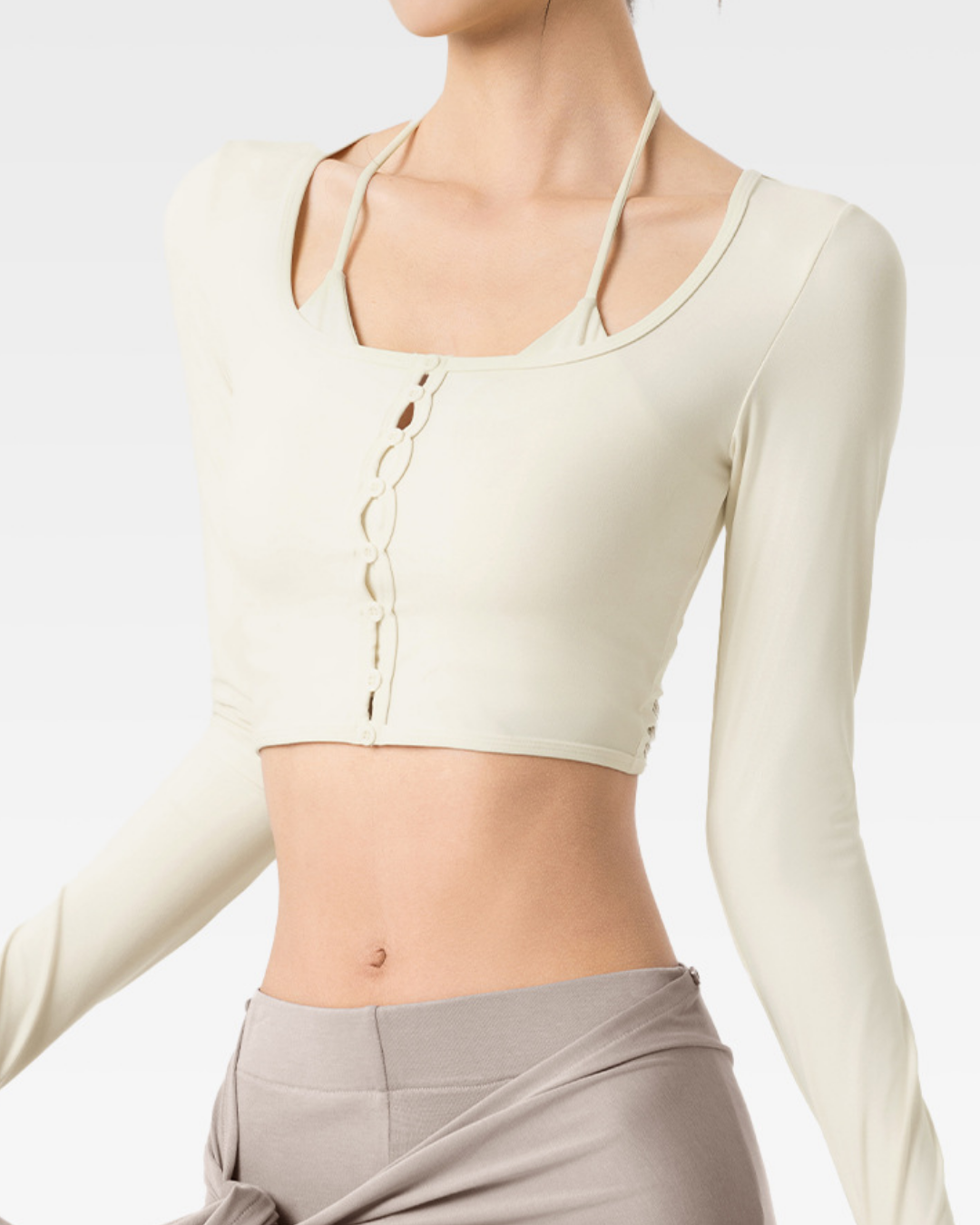 ボタンラインレイヤードトップス 3875