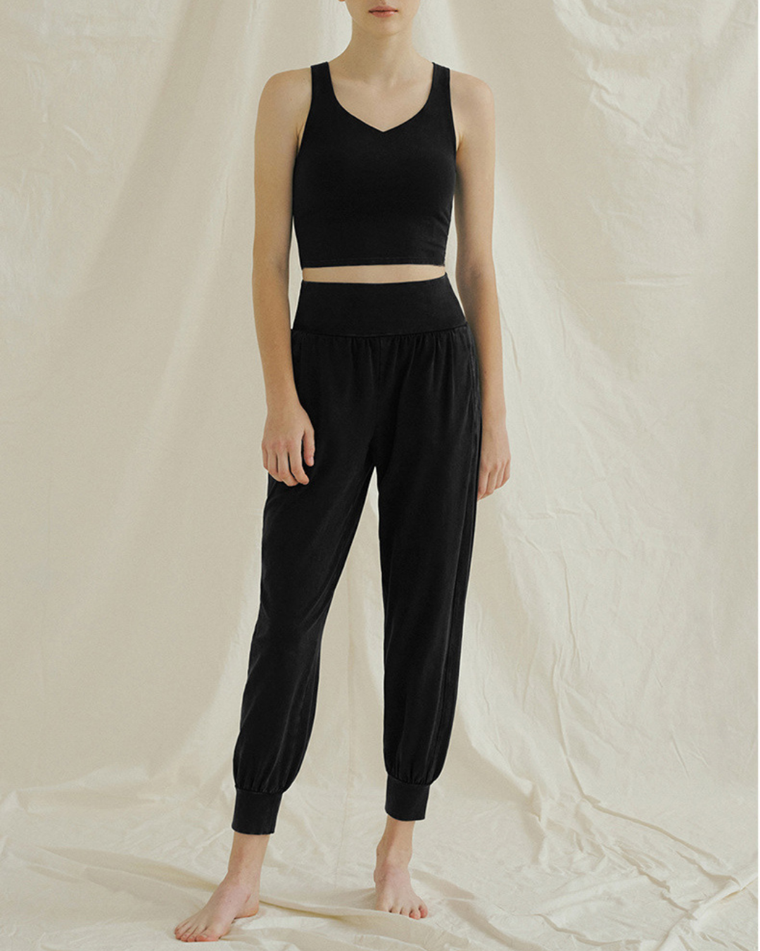 Rib pleated ez yoga pants 2350