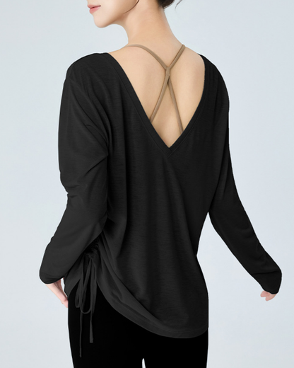 前後2wayドローストリングシアーロングスリーブ 3982