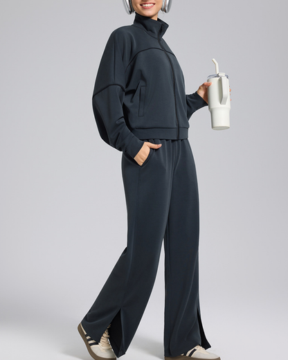 スタンドカラードロップショルダージップアップジャケット 3930