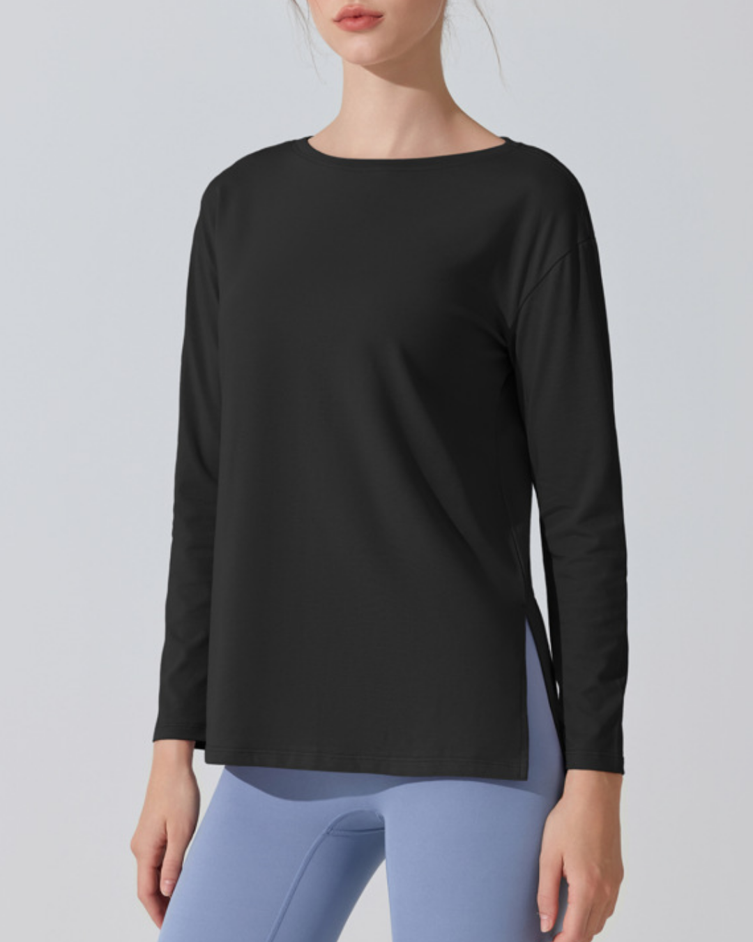 サイドスリットボートネックロングカットソー 3950