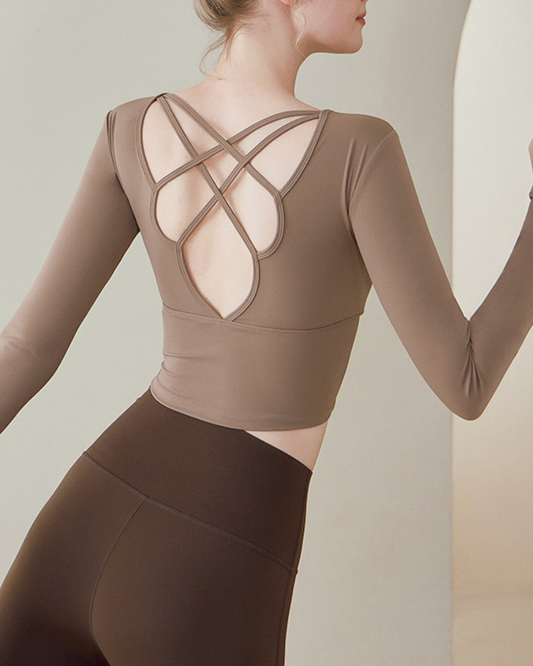 シレーヌバッククロスヨガロングトップ 3959