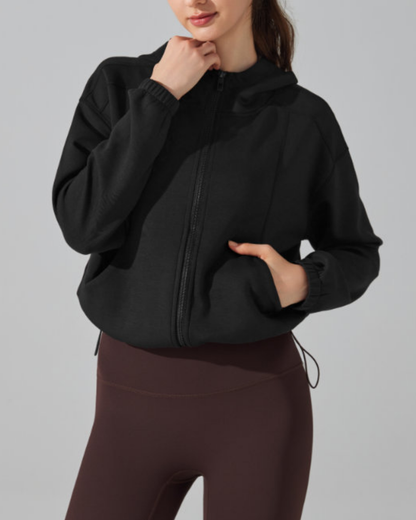 ウエストドロストストレッチジップフーディー 3918