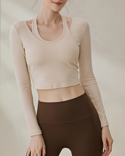 カットアウトホルターネックロングスリーブ 3971