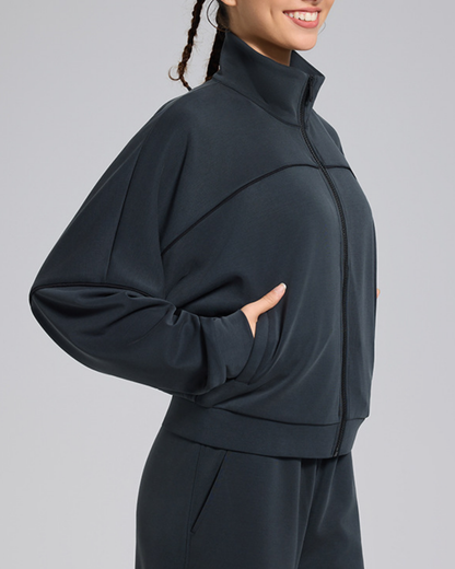 スタンドカラードロップショルダージップアップジャケット 3930