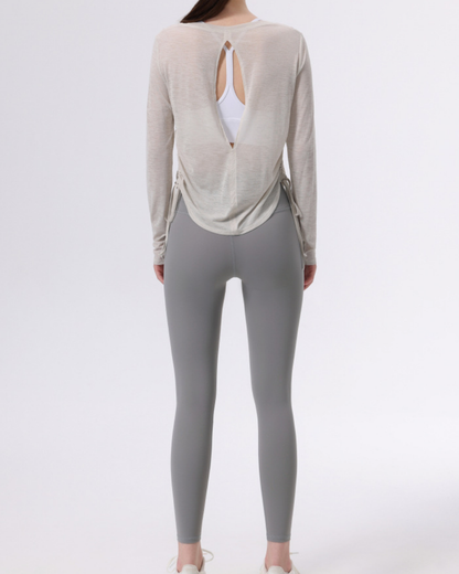 サイドギャザーバックオープンシアーカットソー 3956